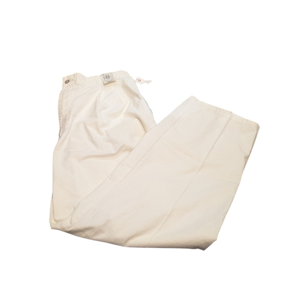 New Vintage Dockers Levis Mens 38x32 Pleated Cotton Trousers Off White